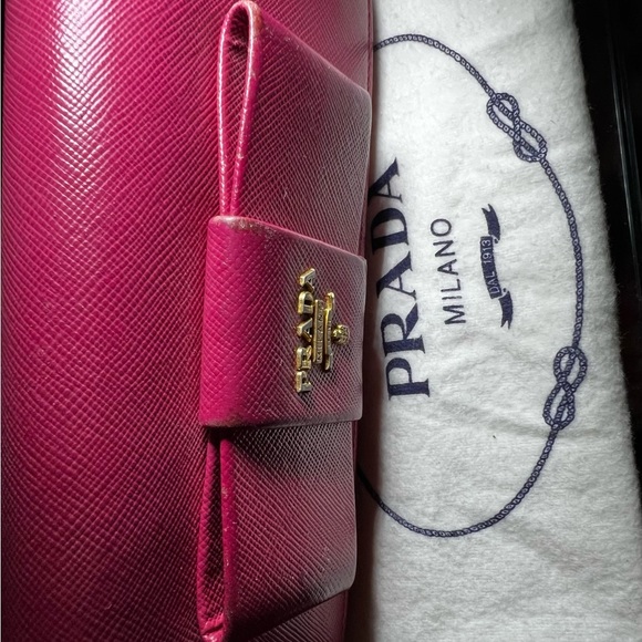 Prada Saffiano Leather Bow Wallet Pink - Picture 8 of 16